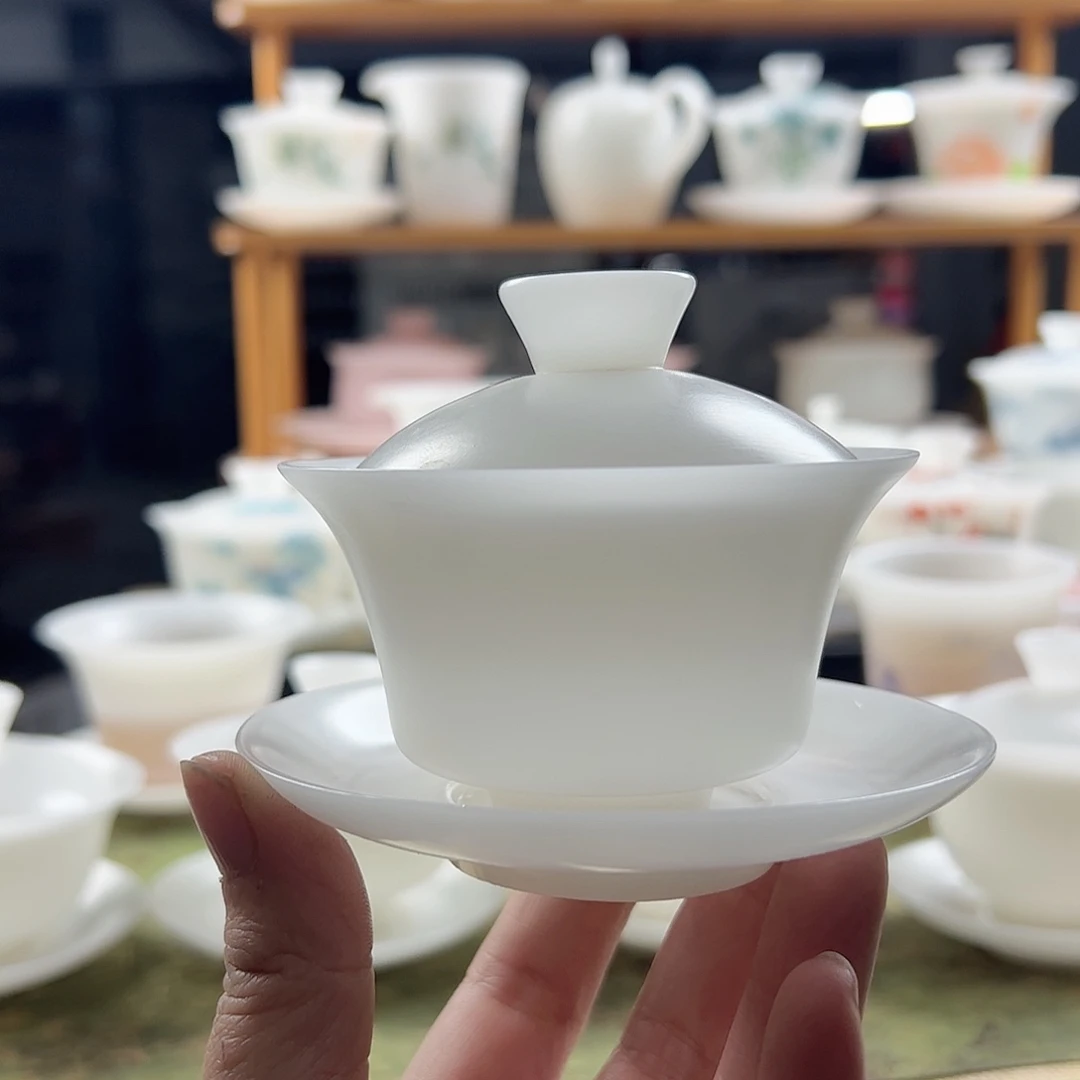 素烧璞玉小马蹄盖碗满容100ml