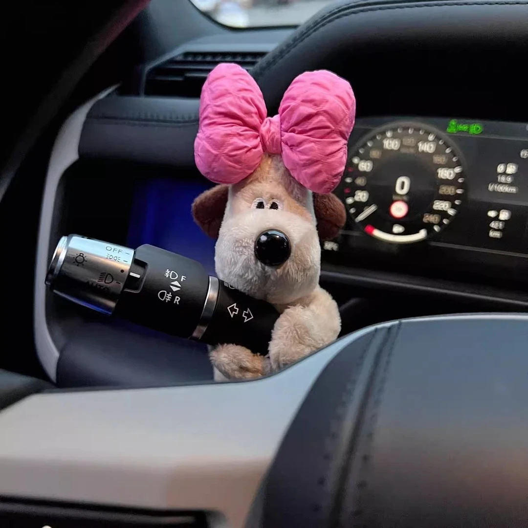 蝴蝶结小狗狗汽车怀挡雨刮器装饰车载转向灯车载停车牌摆件饰品gh