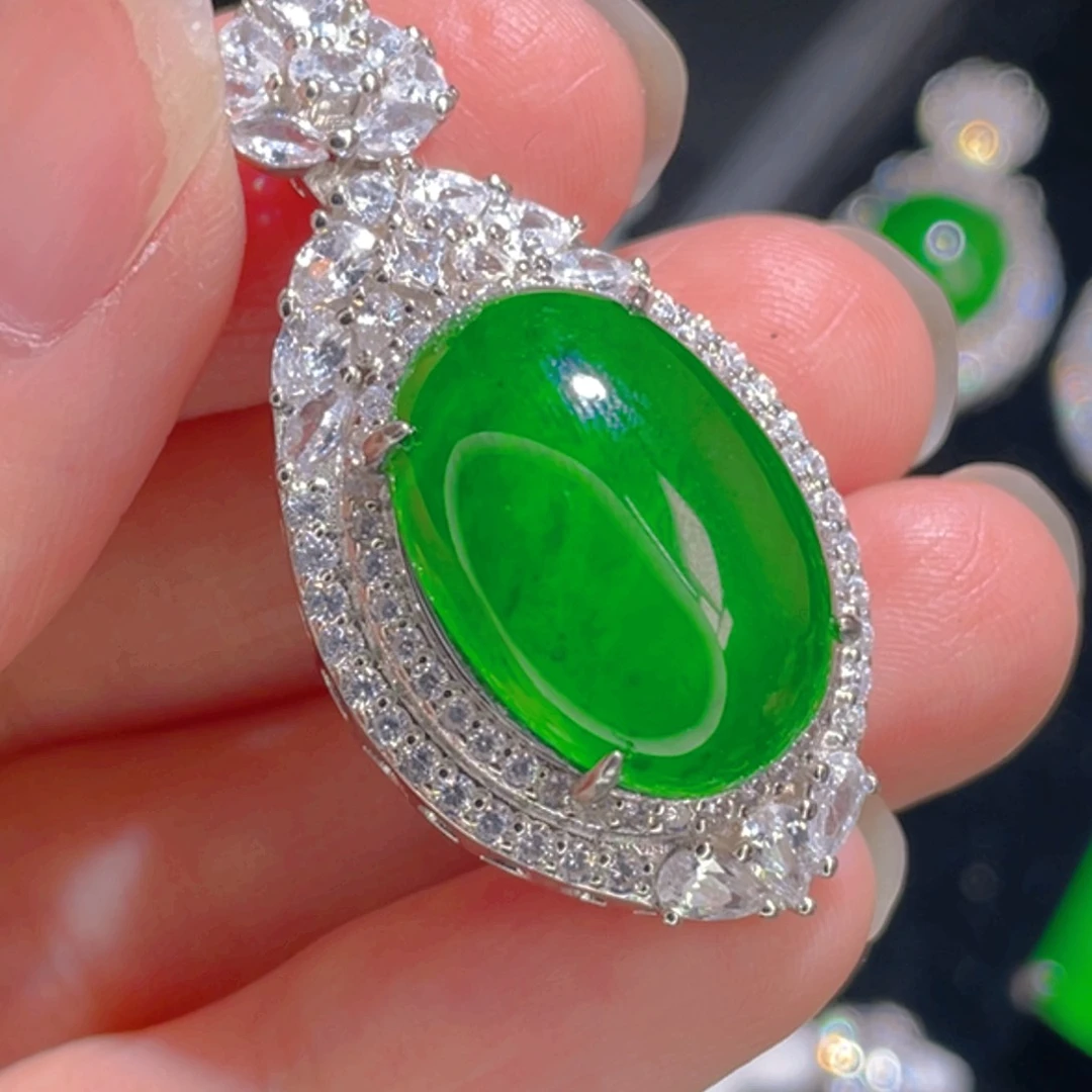 翡翠吊坠(不含链)银S925镶嵌