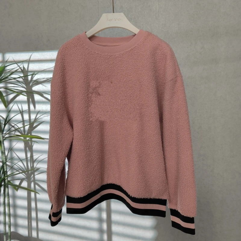 【德M】S105-5  女装春秋颗粒绒套头卫衣皮粉G53742021120953603