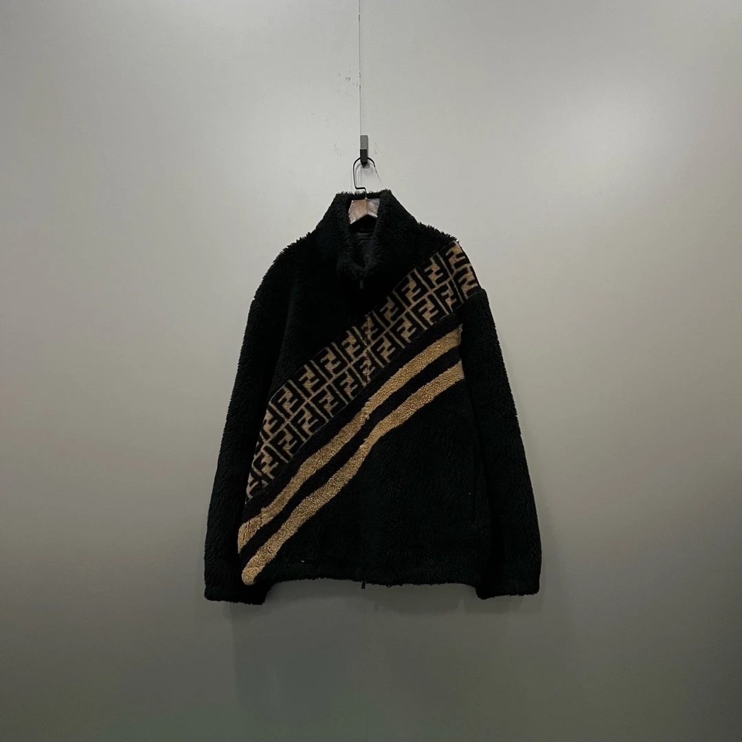 95新 FENDI/芬迪 条纹双F老花印花泰迪夹克 50码 31000/