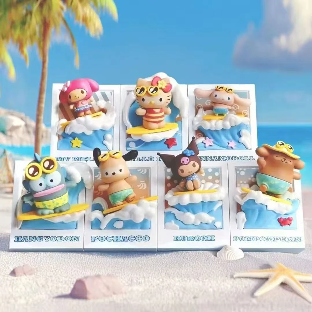 Sanrio characters夏日黑皮系列冲浪盲盒摆件