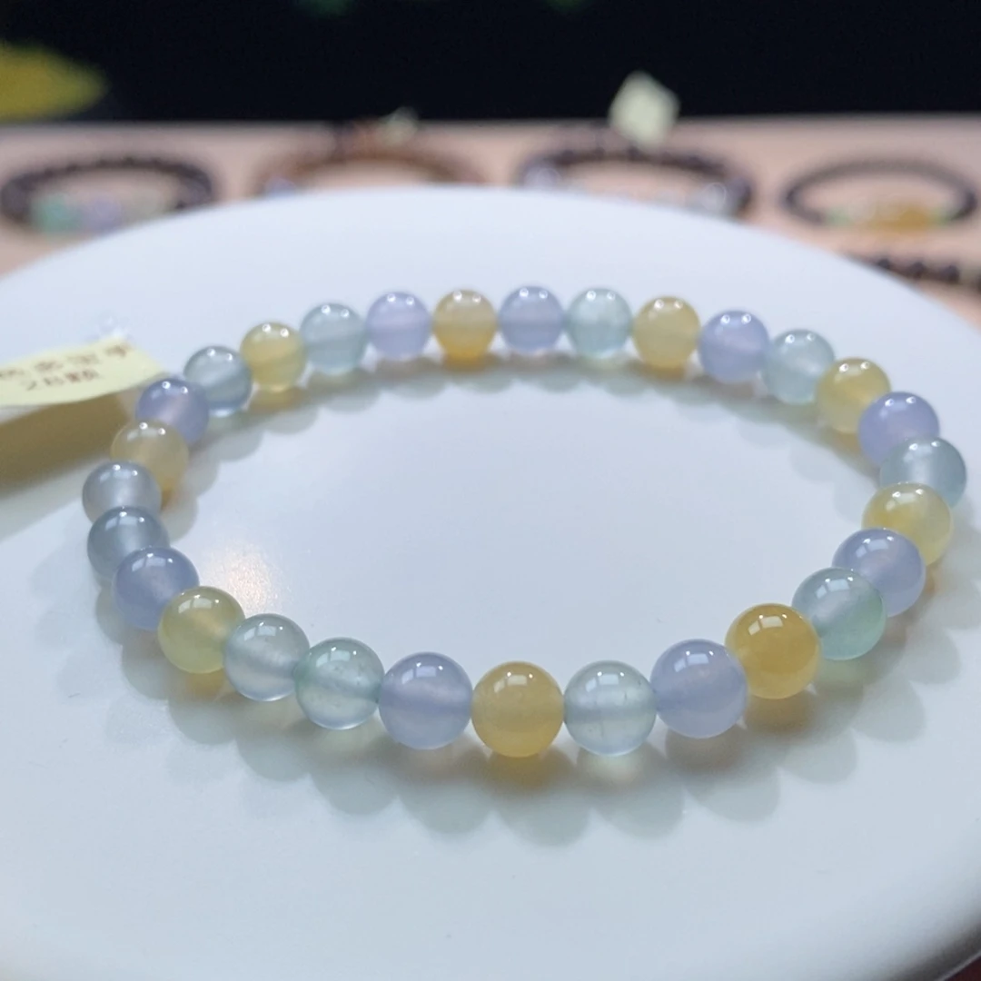 翡翠未镶嵌颈饰翡翠糖果色小珠手串6+mm