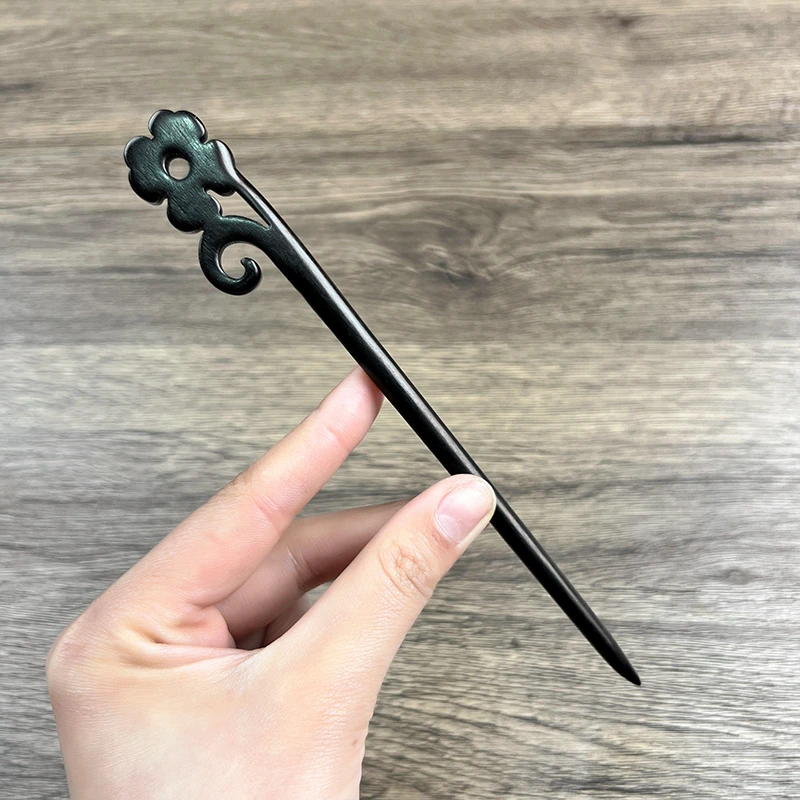 小花丨黑檀木发簪古风檀木发钗簪子高级感盘发木簪木质