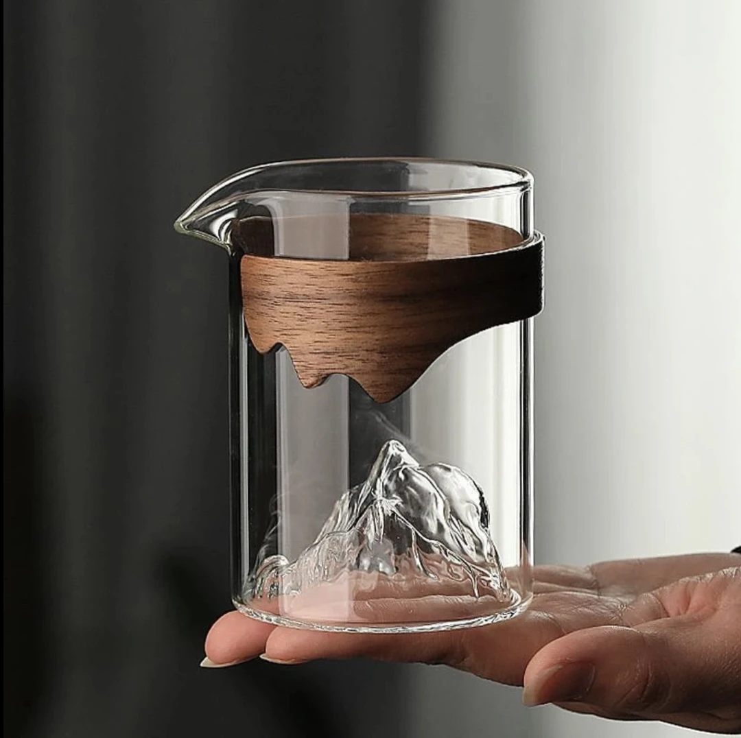 观山公道杯 玻璃分茶器耐热透明倒茶公杯防烫家用便携大容量创意