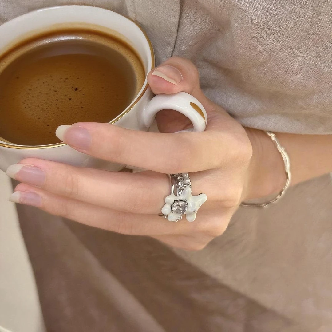铜合金戒指 中古vintage戒指女珍珠小熊ins小众轻奢高级感戒指26