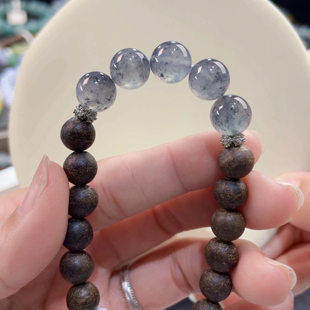 未镶嵌手链翡翠卡9.8黑冰芝麻糊