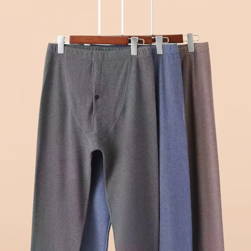 男女磨毛内穿保暖裤双面高腰无痕长裤加厚秋冬薄款中腰秋裤男