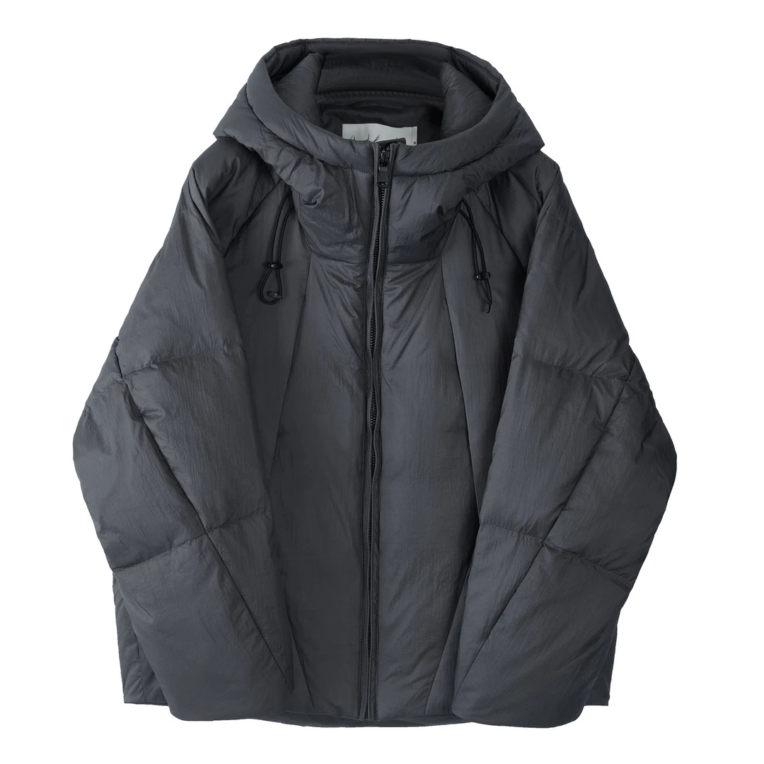 北纬三十度设计师男装哑光短款连帽保暖龟背时尚轻柔羽绒服潮流