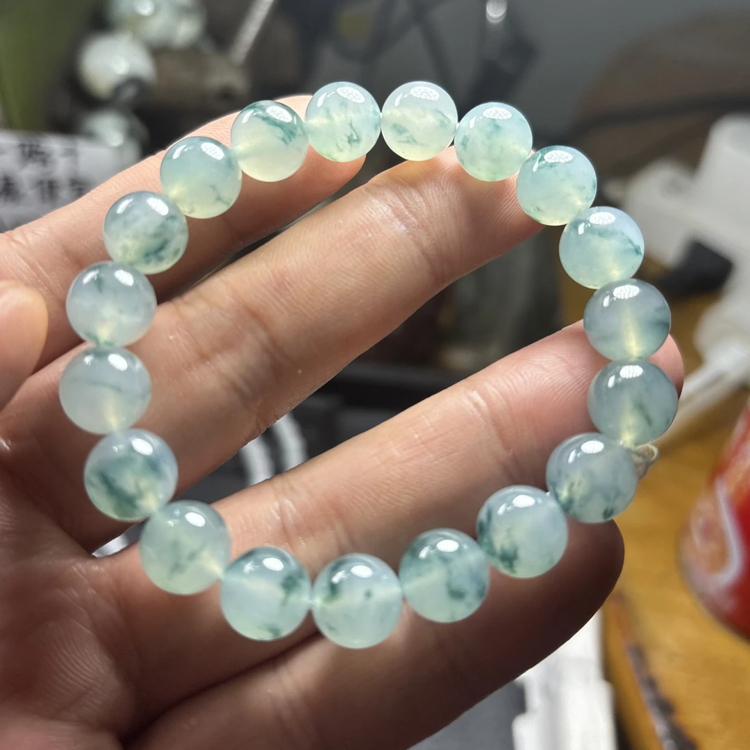 缅甸天然翡翠a货冰种飘花花卡10*19颗