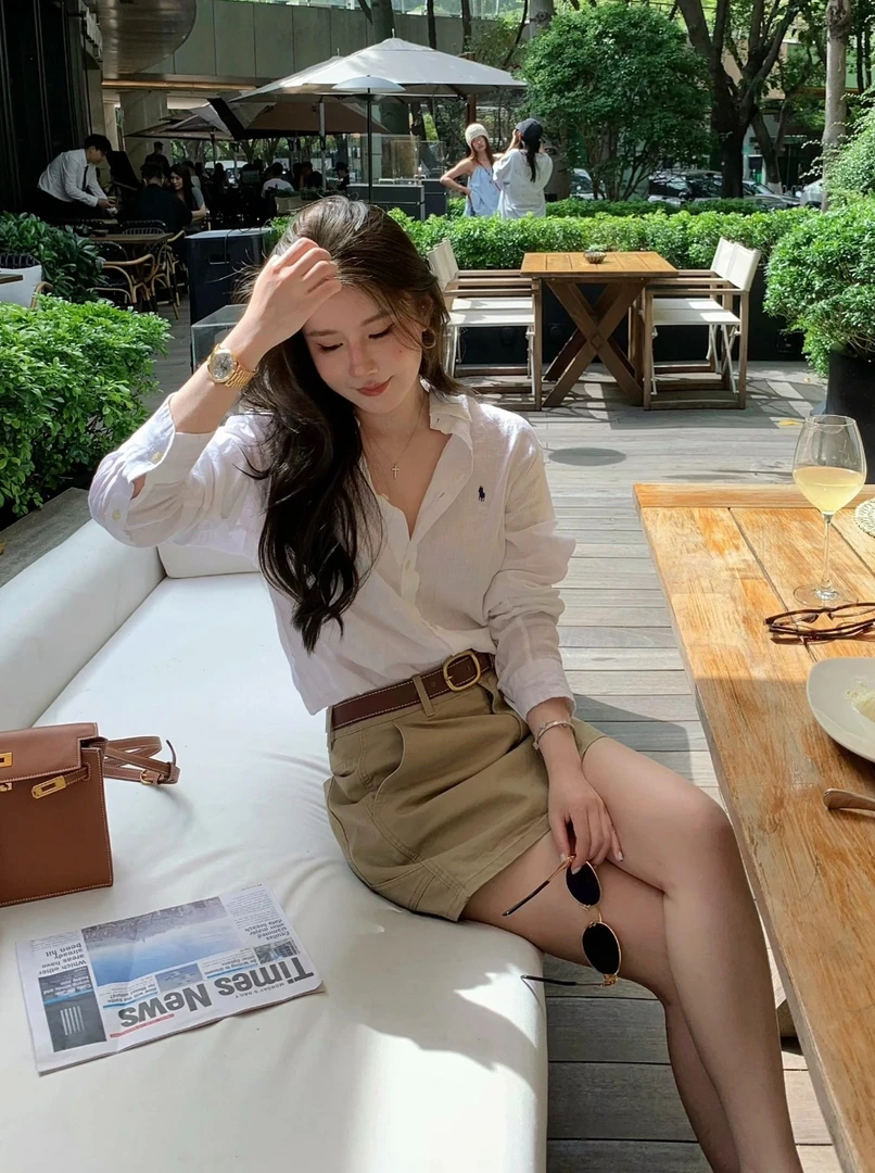 小马刺绣亚麻长袖衬衫-夕夕