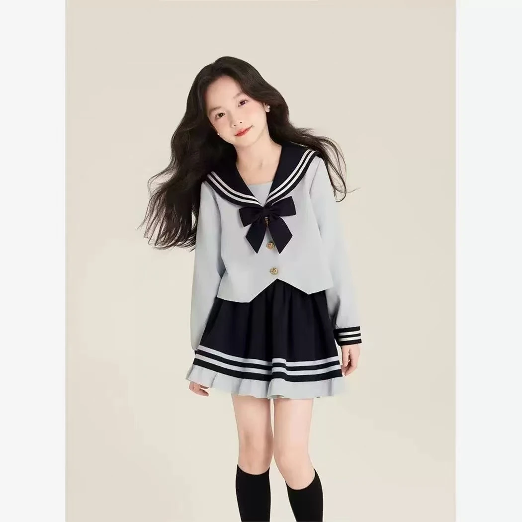 儿童女童学院风2025春秋新款淡颜系学院风气质甜美J K制服两件套