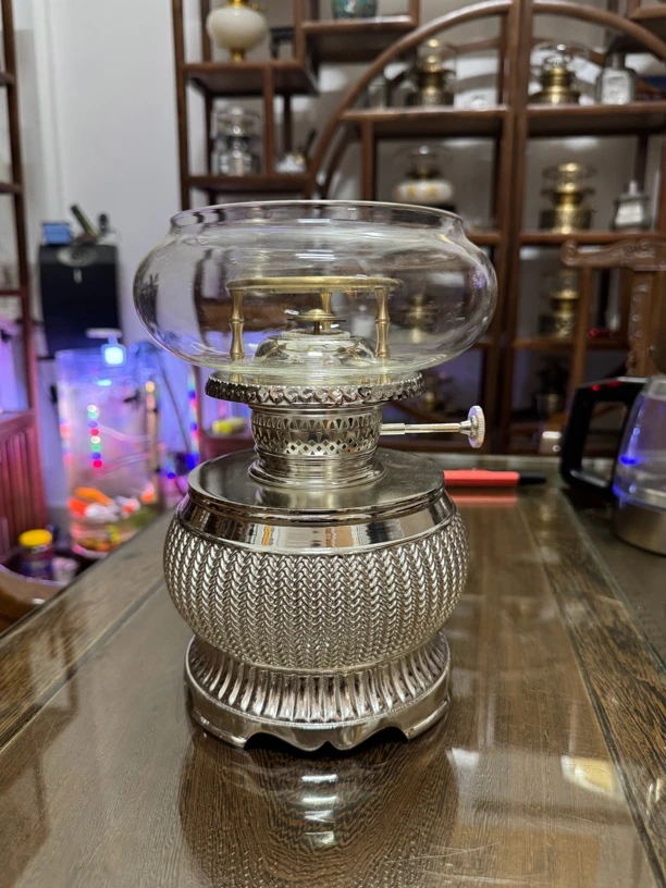 镀银的中式黄铜空气灯麦穗煮茶炉茶具