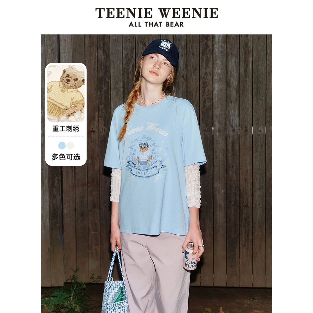 TeenieWeenie小熊女短袖T恤25简约圆领学院休闲上衣TTRA252407T