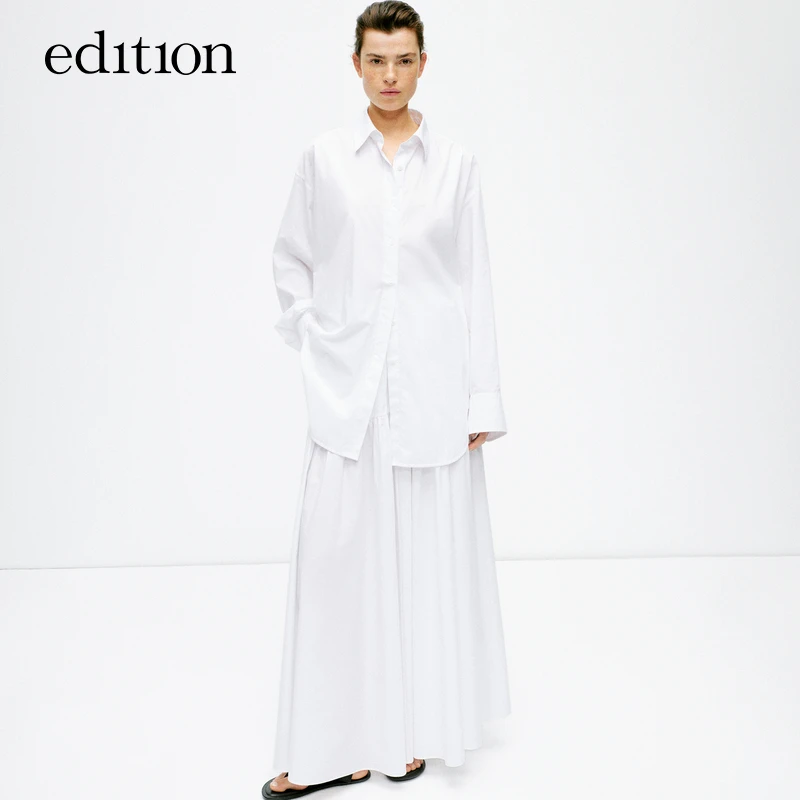 【商场同款】edition夏款碎褶A字长款半身裙#EBD2SKTK02