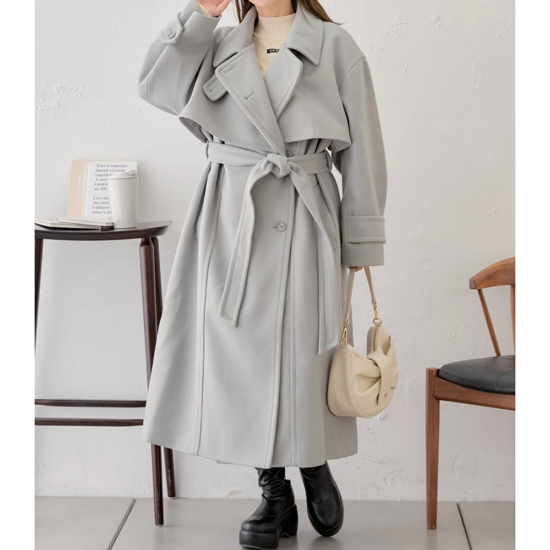 【TaKuMi】日系品牌 秋季新款 C 时尚仿毛大衣气质百搭长款外套