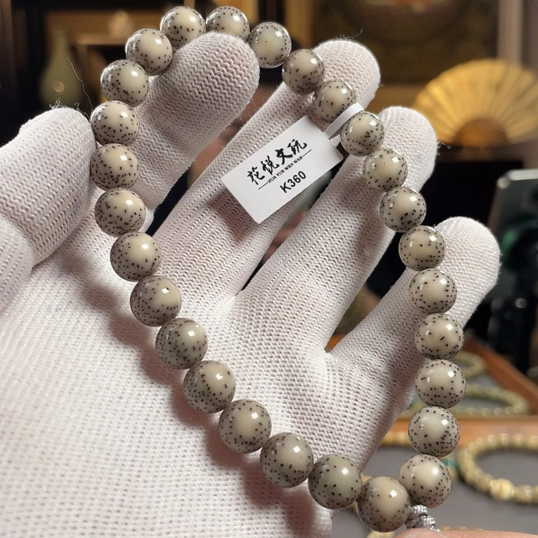 手串星月菩提10mm 糯冰双留白圆珠手持 K360