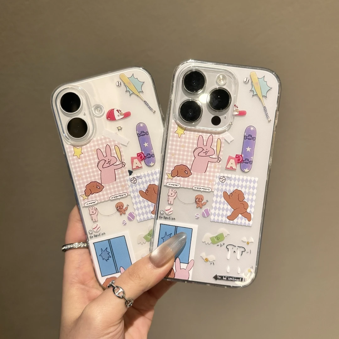 粉格兔子狗狗适用苹果16小米oppovivo华为p70iPhone14/15国产精孔