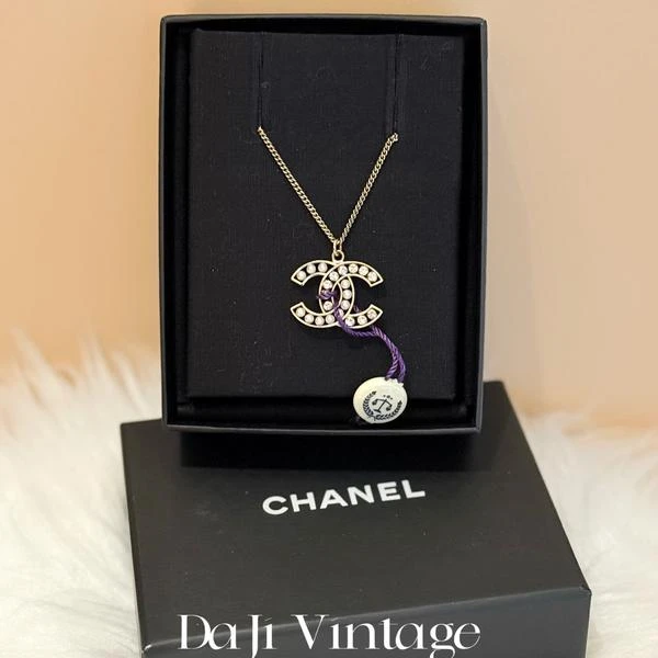 大吉中古/chanel香奈儿双c珍珠拼水钻双拼项链