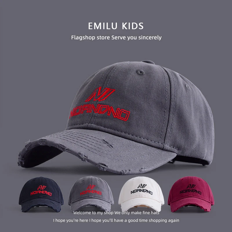 韩国儿童帽子男女童破洞春秋遮阳亲子鸭舌帽宝宝夏百搭休闲棒球帽