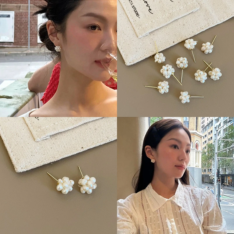 铜合金耳饰 珍珠耳钉女法式复古轻奢优雅个性时尚百搭耳环耳饰