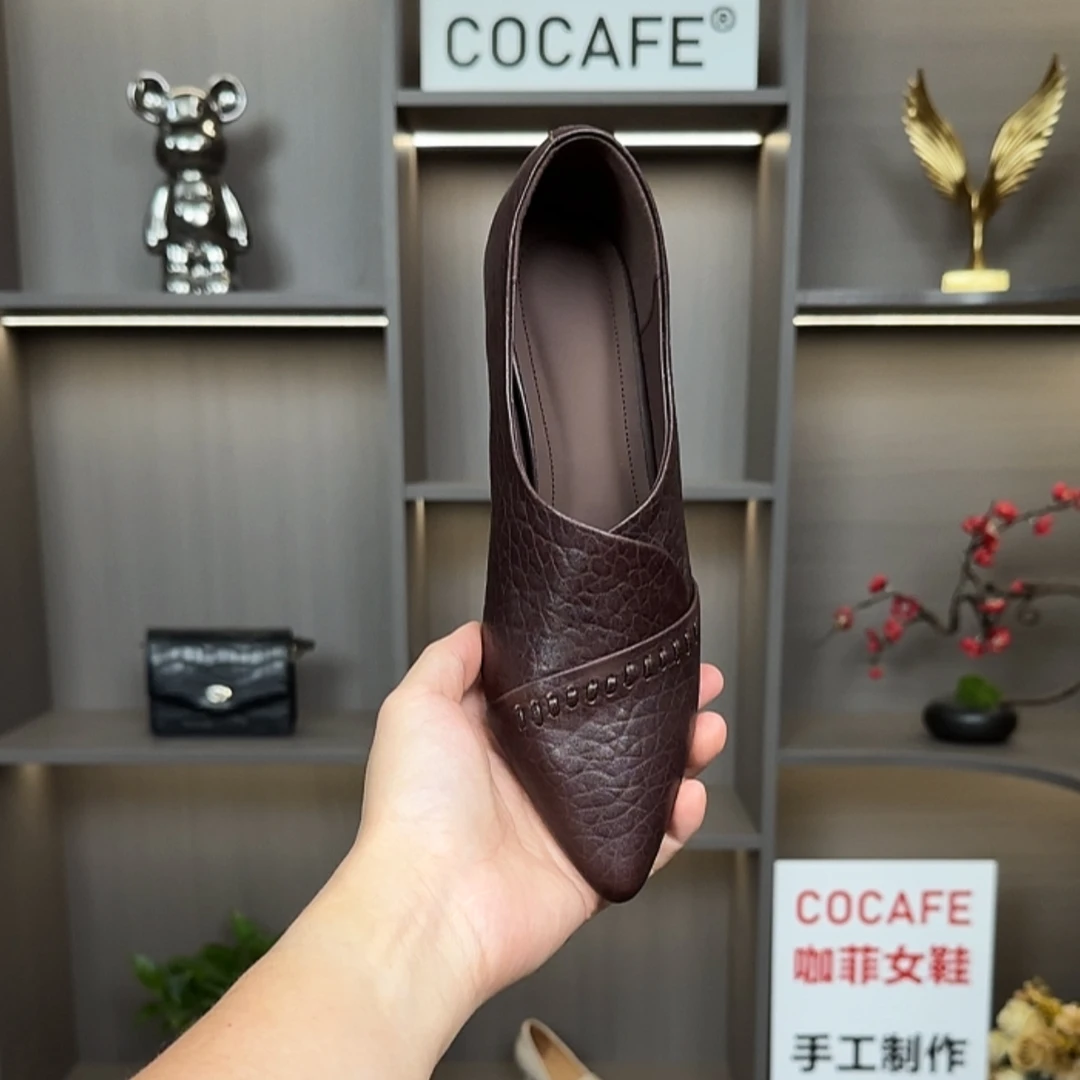 牛皮/跟高5CM/春秋新款法式优雅高跟鞋气质百搭尖头中口真皮单鞋