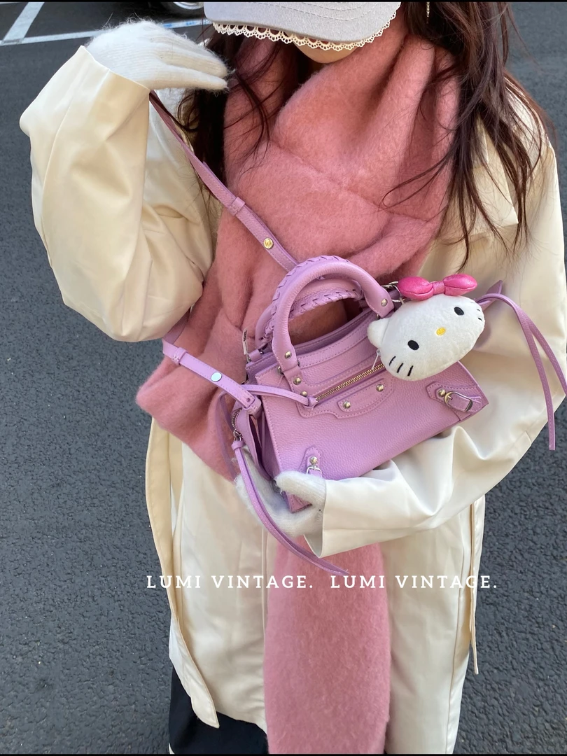 95新 Balenciaga/巴黎世家 锦葵紫SUPER NANO单肩包69481707