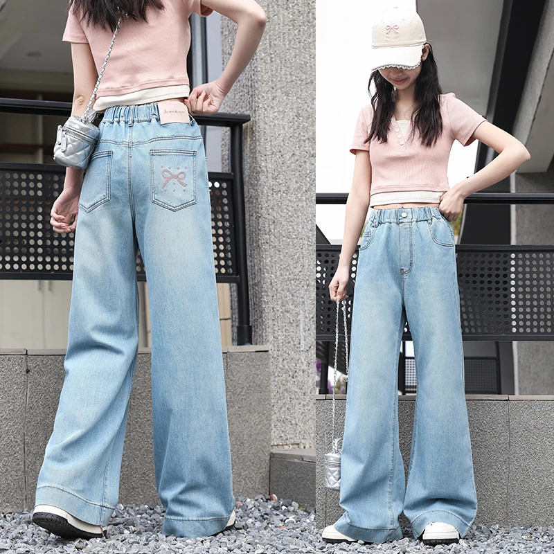 女童牛仔裤夏季2025新款中大童直筒夏装天丝洋气女孩裤子薄款