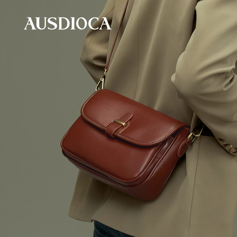 真皮包包女2025新款时尚高级感小方包通勤单肩小包休闲女士斜挎包