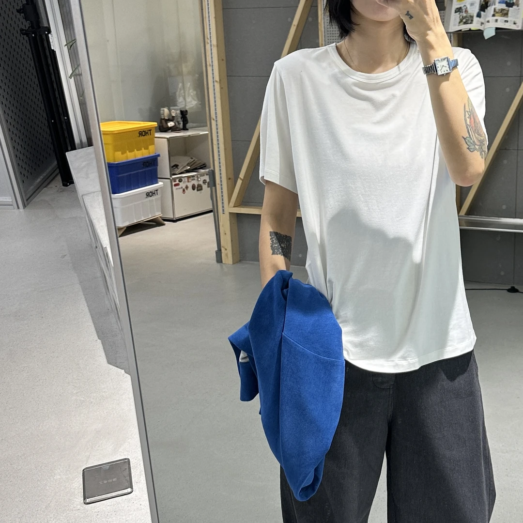 琴仔 很舒服的柔软亲肤基础纯色弹力圆领百搭打底短袖T恤女 Q399