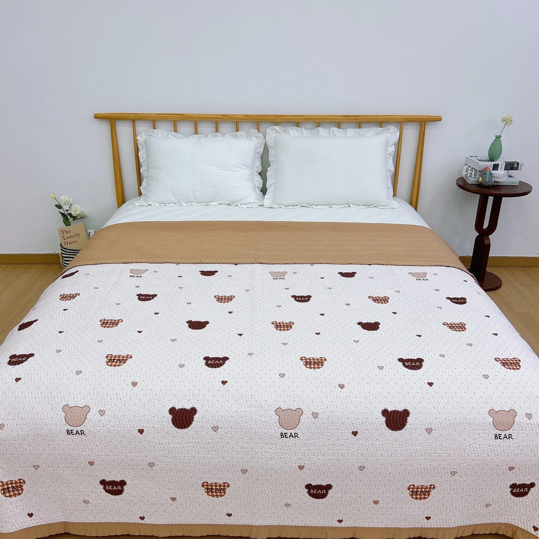 【心心熊】天丝床盖220*240一条可以多功能使用的床盖 印花床盖