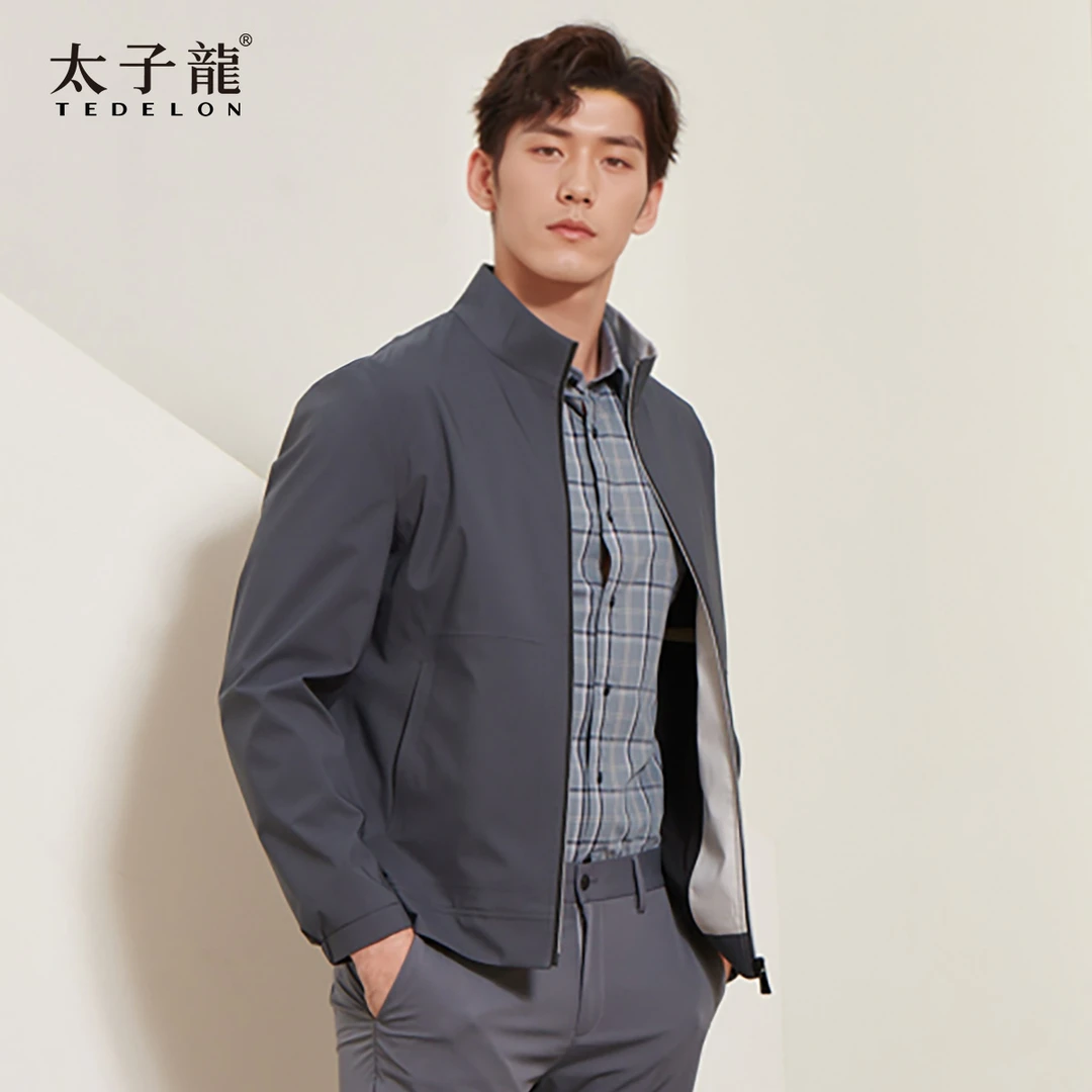太子龍立领净色夹克男子男士运动户外休闲春季防风春秋商务保暖