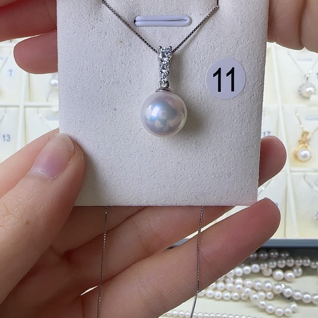 淡水珍珠颈饰银S925镶嵌11～12吊坠