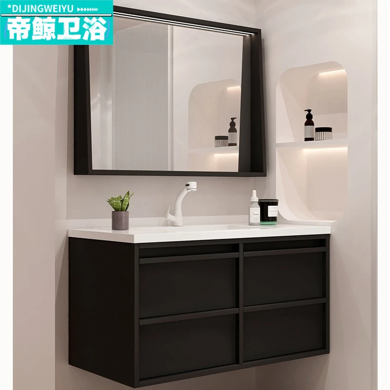 法式中古风浴室柜组合卫生间陶瓷一体盆实木洗漱台洗手洗脸台盆柜