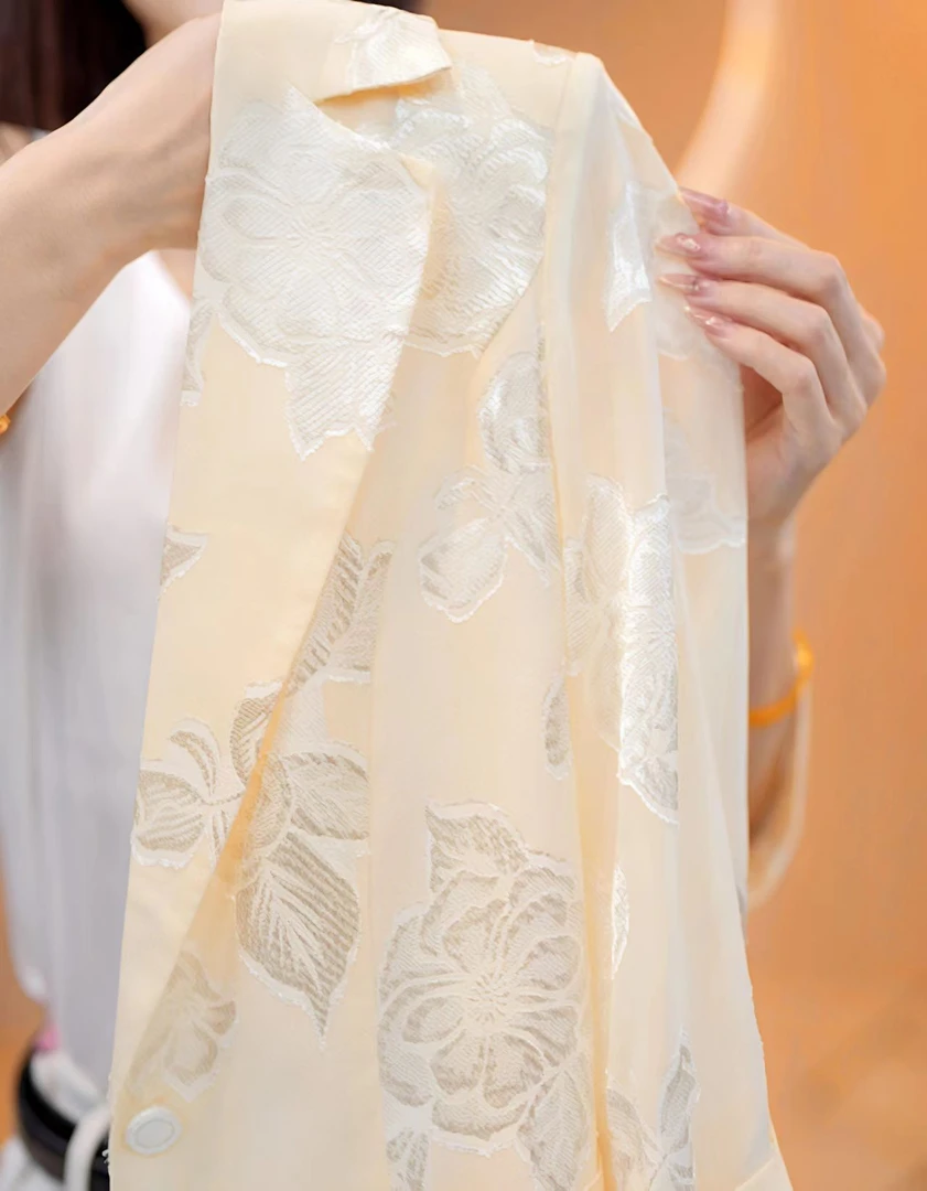 安然25款浅香花影优雅气质显瘦百搭时尚度假外套W52J36525