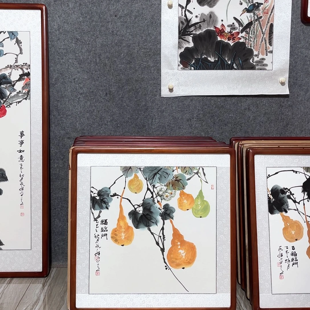 国画书画作品带框63×63