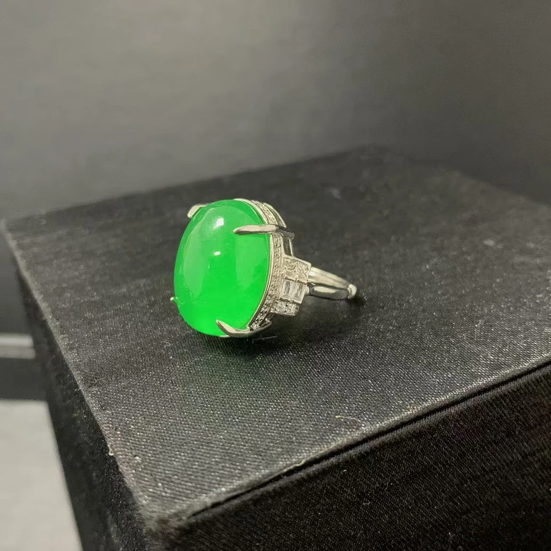 天然满绿蛋面戒指LX023012