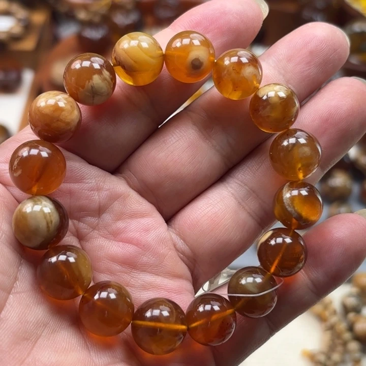 琥珀未镶嵌手串根珀溶洞妖花13