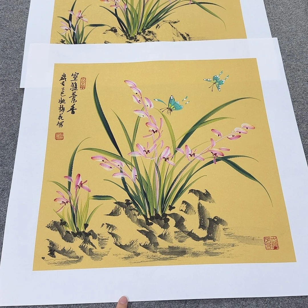 国画国画立体兰花作品