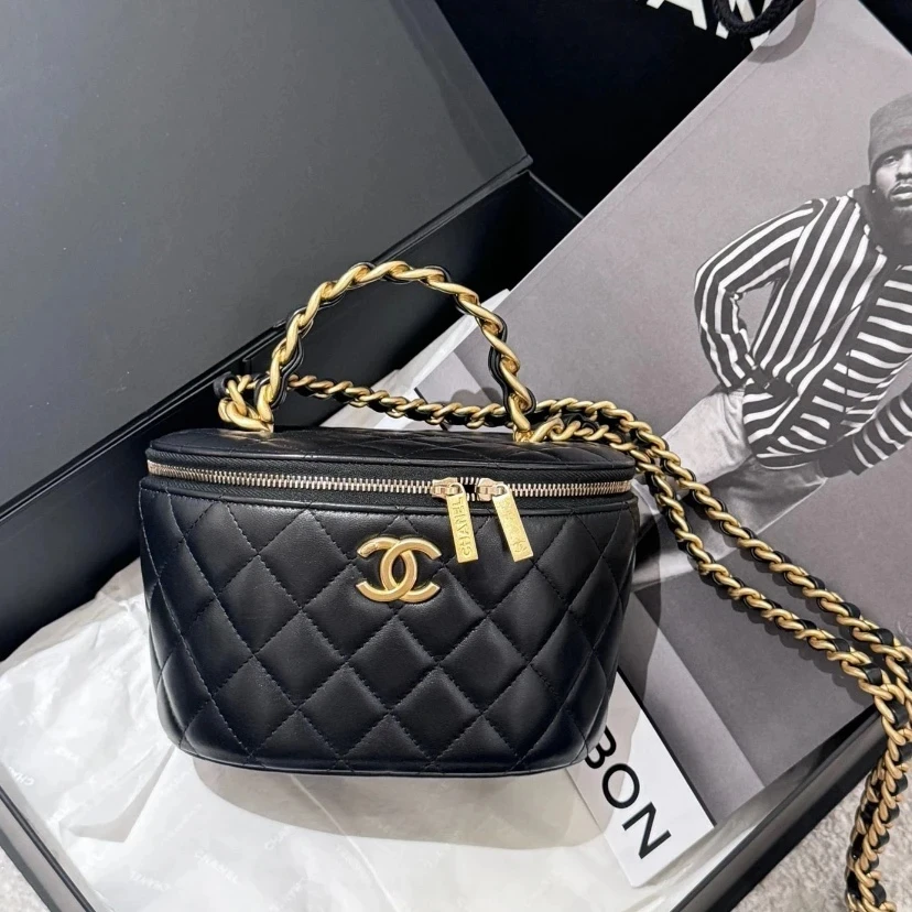 99新 Chanel/香奈儿 包展专属 Chanel黑金手柄化妆盒