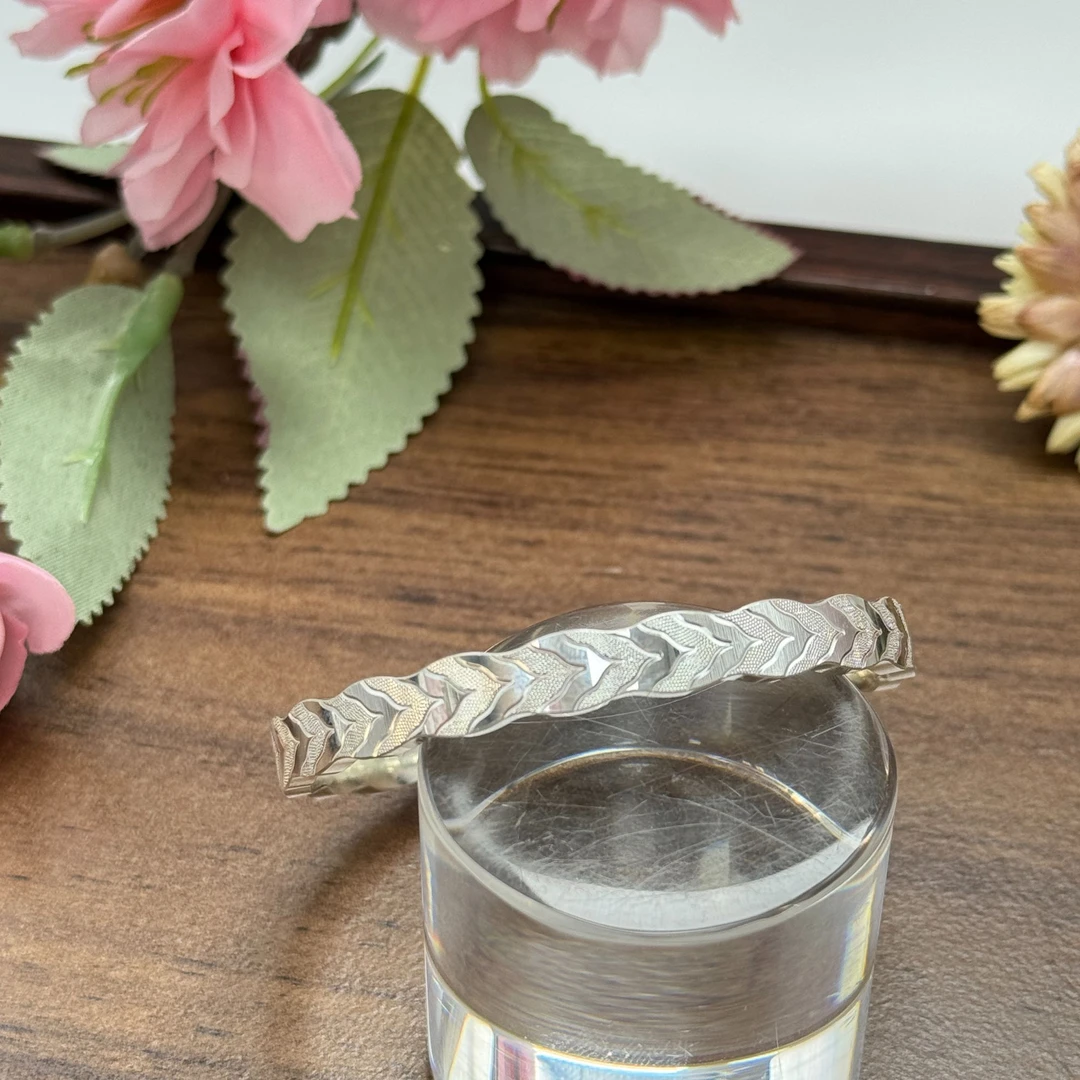 足银手镯 【铭诚银铺】原创CNC足银999闭口鱼尾足银手镯