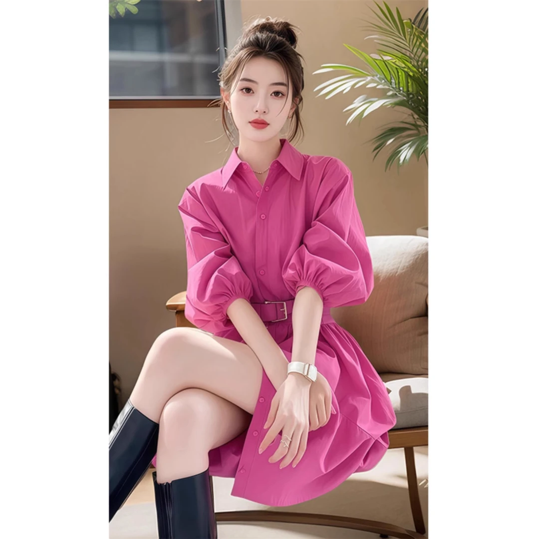 法式气质小个子御姐衬衫连衣裙女装2025春季新款温柔绝美收腰短裙
