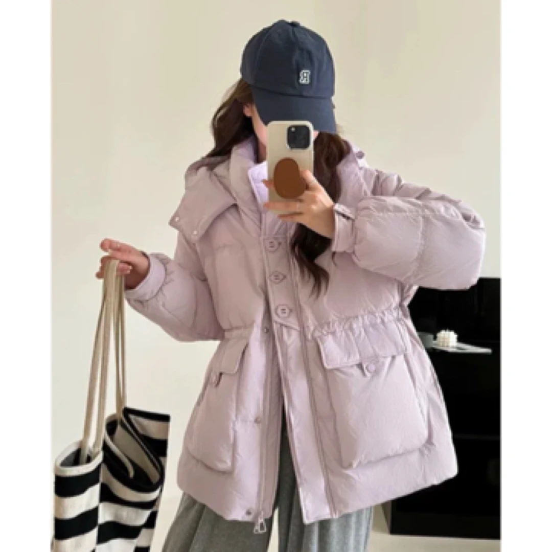 【路家姐妹】羽绒服女新款中长款韩版收腰宽松加厚冬款新款羽绒服