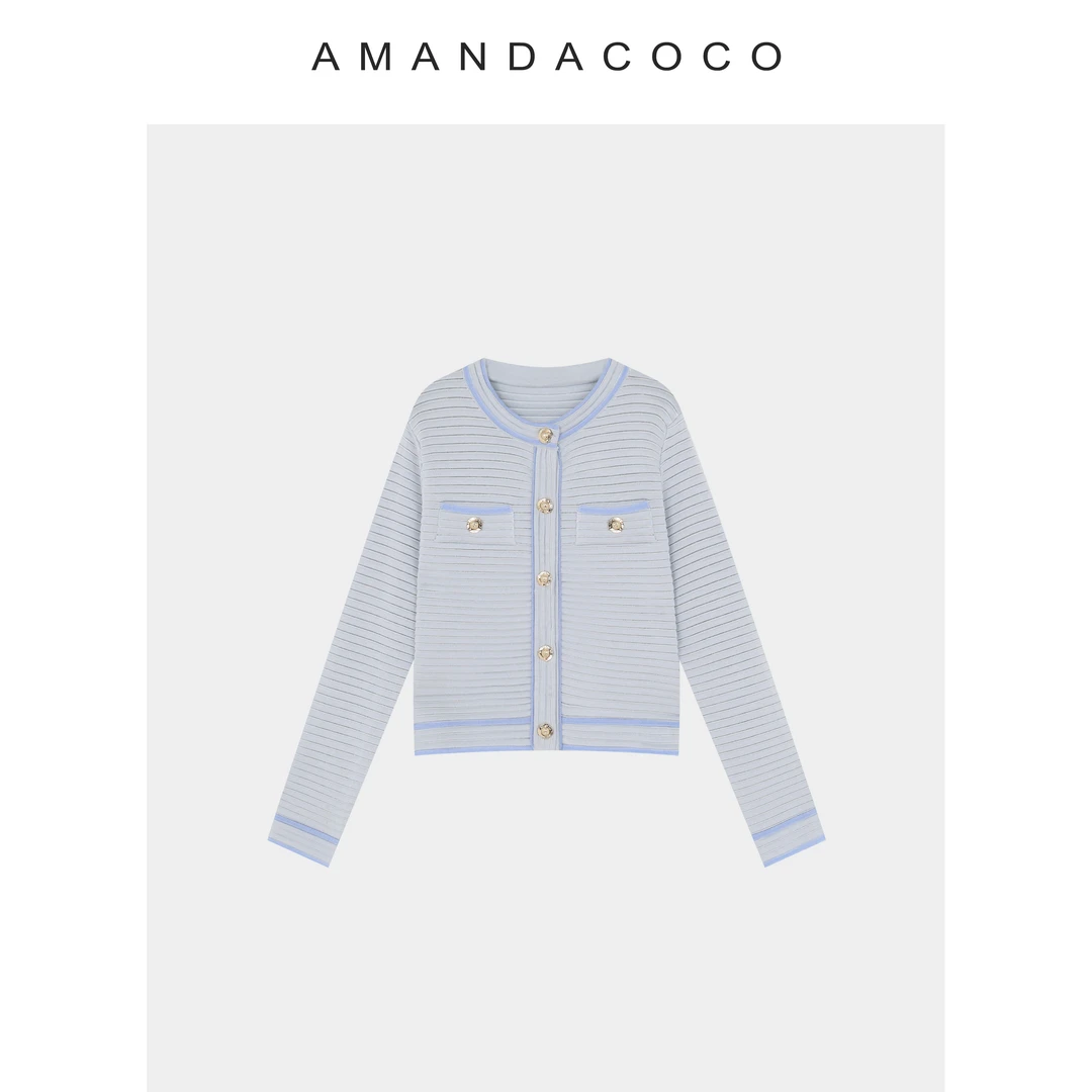 潇潇# 悸动时刻～25秋季法式精致纹理感金属扣修身气质针织衫