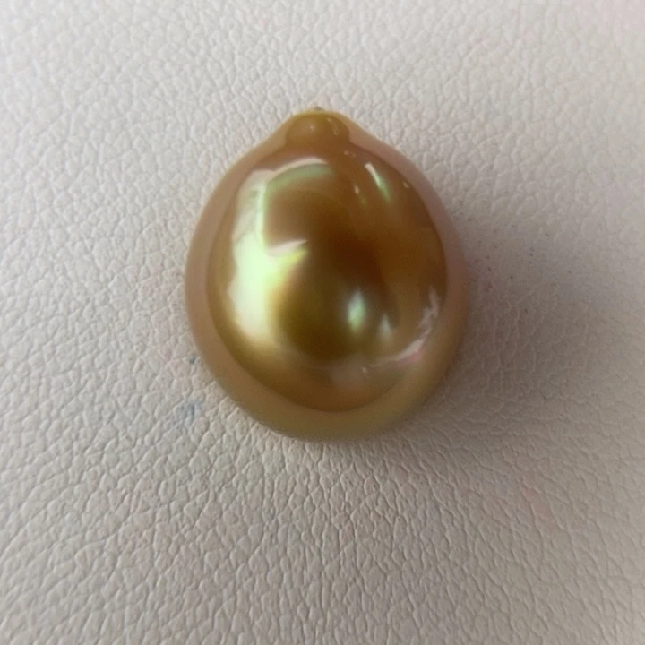 未镶嵌裸珠海水珍珠12.7-15.2mm深浓茶金小极光水滴