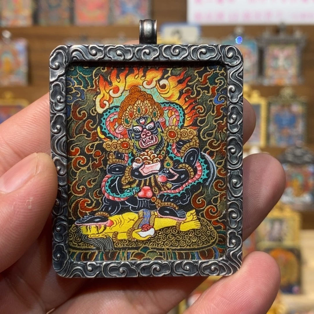 吊坠佘*纯手绘唐卡黑财