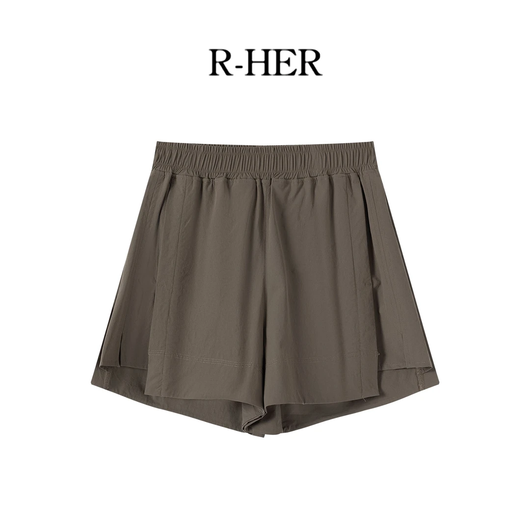 R-HER【褶皱露露】夏季新款纯欲慵懒风女装可爱运动百搭纯色短裤