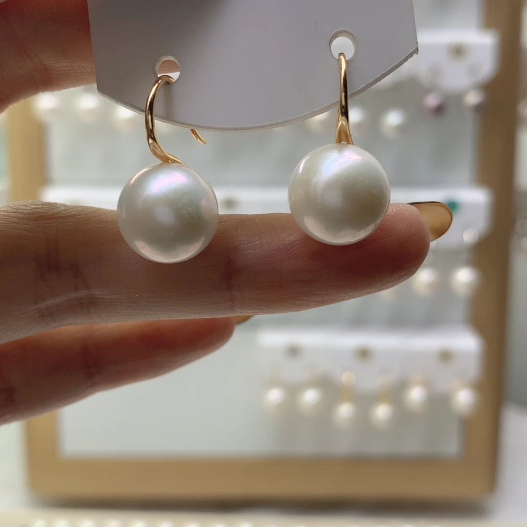 耳饰银S925镶嵌淡水珍珠