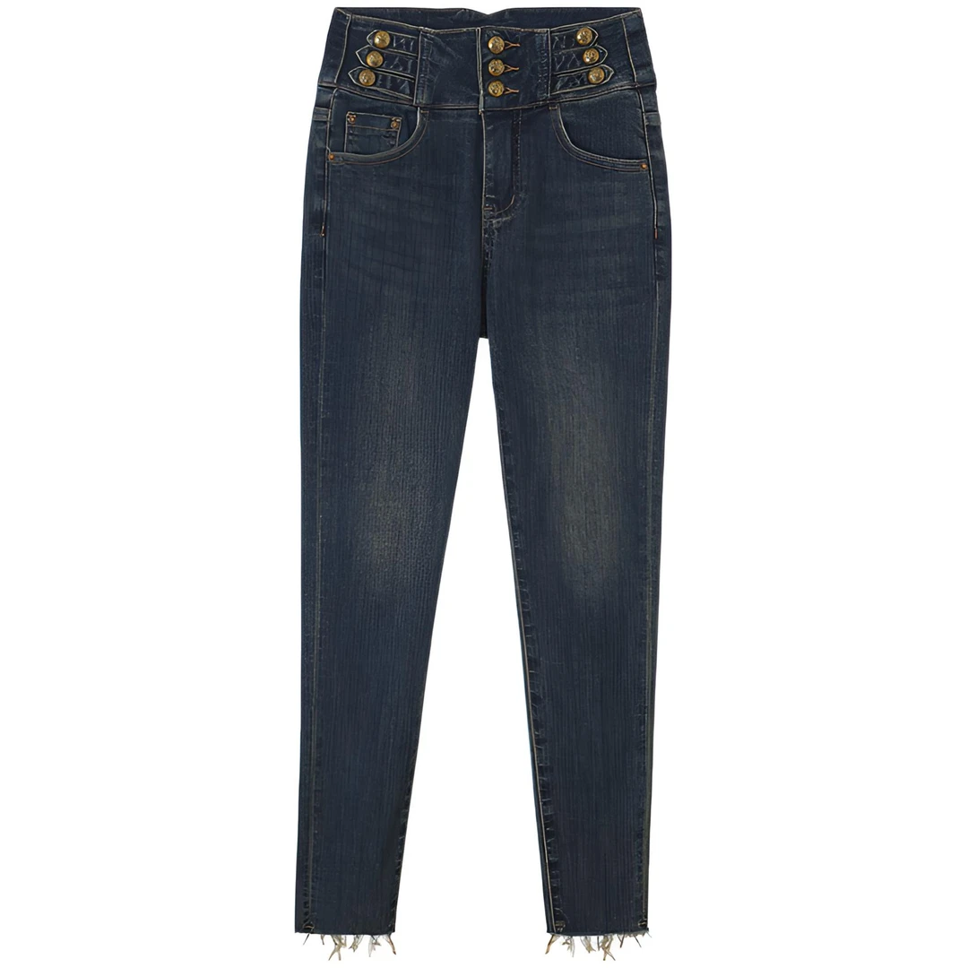 高腰牛仔裤新款秋冬弹力紧身提臀修身显瘦小脚裤-177