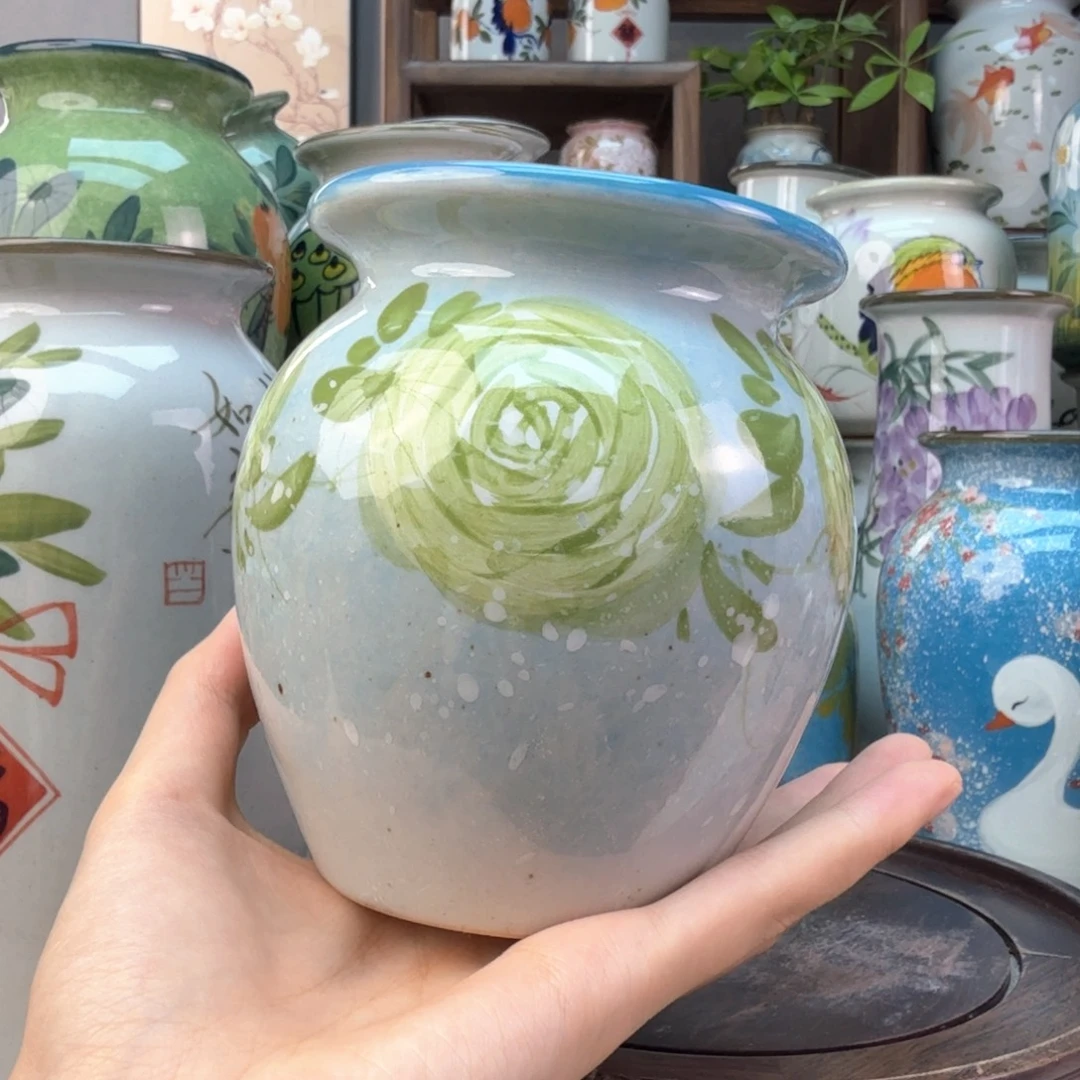 景德镇陶瓷手绘花瓶无孔